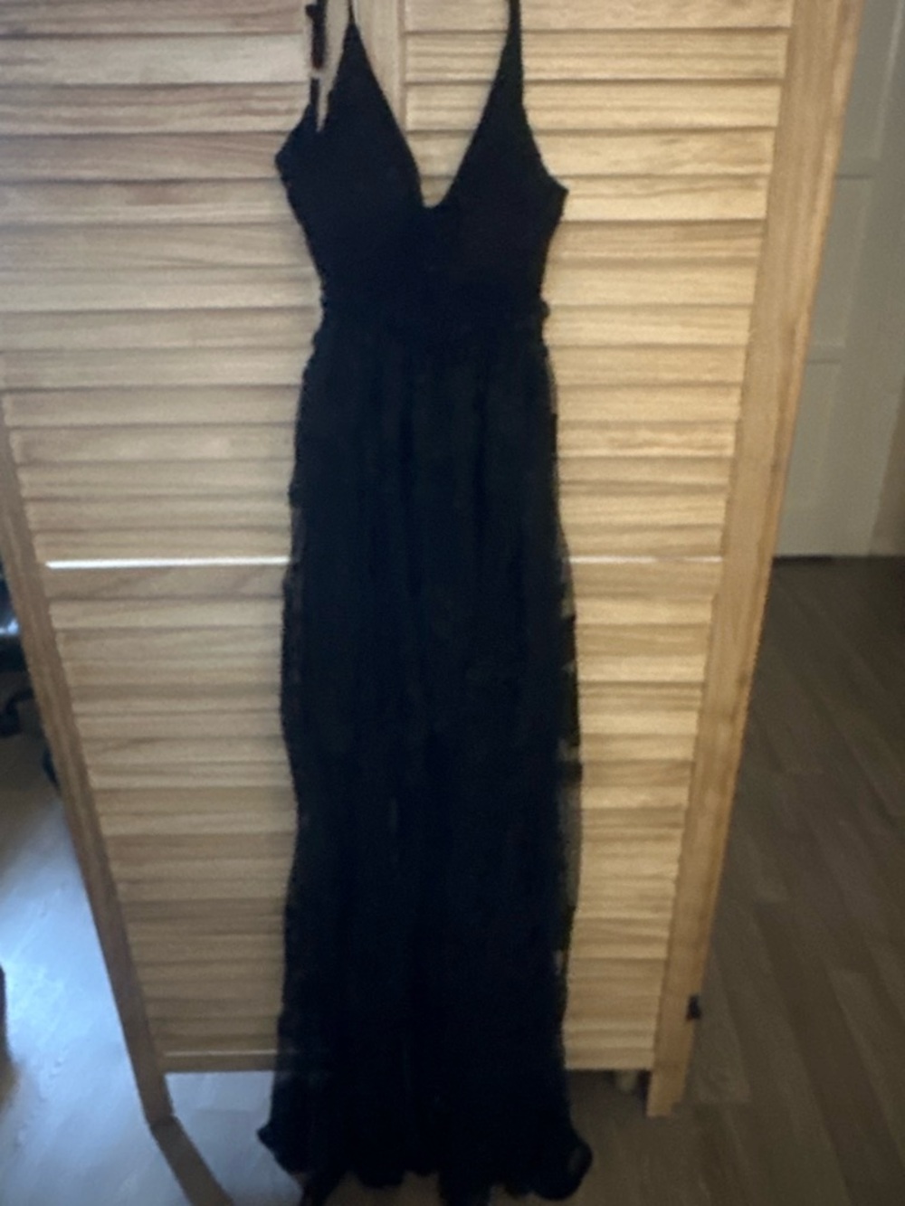 Black V-Neck Spaghetti Strap Maxi Dress